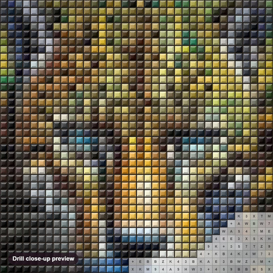 Close-up preview of the Elegance of Leopard diamond painting with square 5D drills and printed canvas symbols