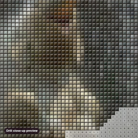 Close-up preview of the Elephant Baby Playing in Water diamond painting with square 5D drills and printed canvas symbols