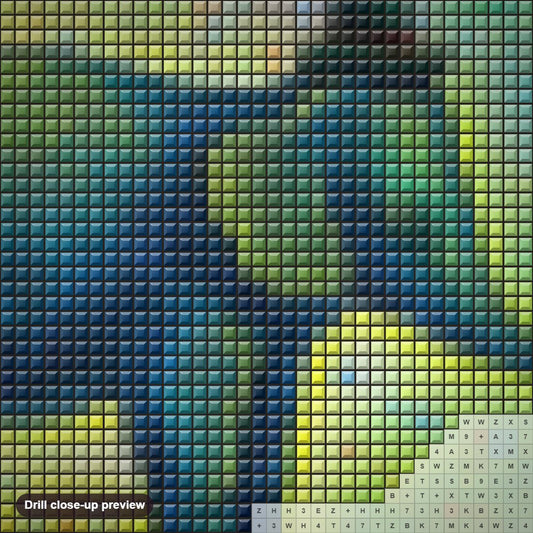 Close-up preview of the Elephant Celebrating Birthday diamond painting with square 5D drills and printed canvas symbols