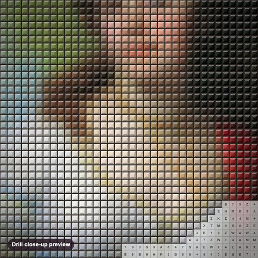Close-up preview of the Elizabeth Grigoryevna Temkina by Vladimir Borovikovsky diamond painting with square 5D drills and printed canvas symbols