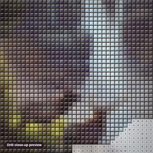 Close-up preview of the Elks at Waterfall diamond painting with square 5D drills and printed canvas symbols