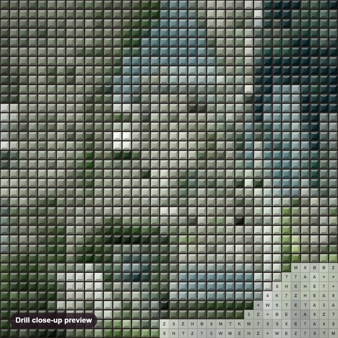 Close-up preview of the Eltz Castle diamond painting with square 5D drills and printed canvas symbols