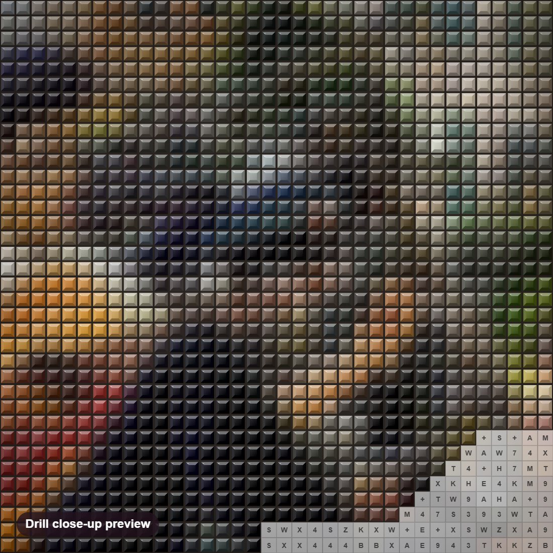 Close-up preview of the Elvis Presley diamond painting with square 5D drills and printed canvas symbols