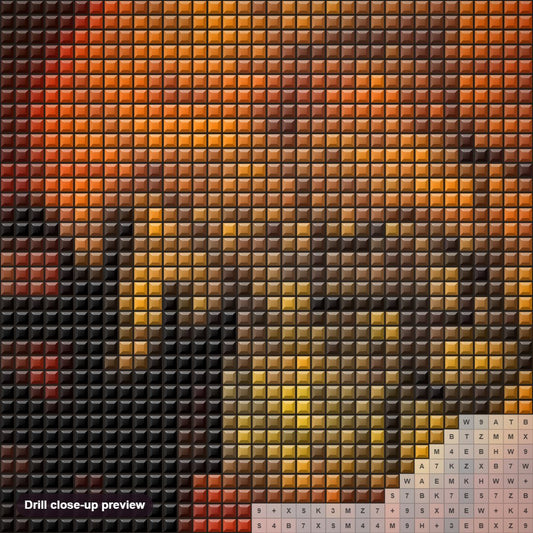 Close-up preview of the Enchanted Halloween House diamond painting with square 5D drills and printed canvas symbols