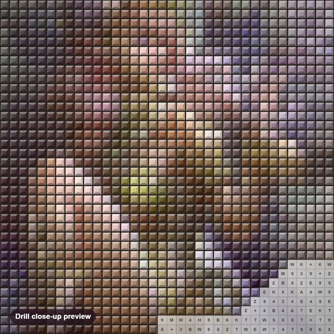 Close-up preview of the Enchanting Fairy diamond painting with square 5D drills and printed canvas symbols