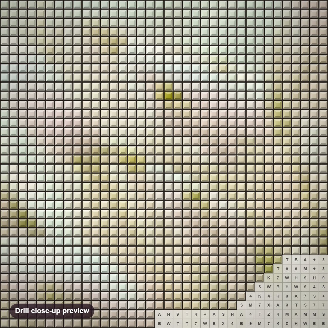 Close-up preview of the Enchanting Sanowdrops diamond painting with square 5D drills and printed canvas symbols