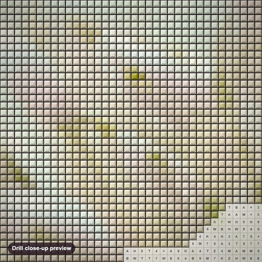Close-up preview of the Enchanting Sanowdrops diamond painting with square 5D drills and printed canvas symbols