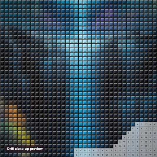 Close-up preview of the Espectacular Imagenation diamond painting with square 5D drills and printed canvas symbols