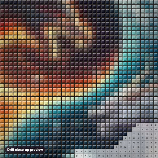 Close-up preview of the Eternal Spiral of Dragons diamond painting with square 5D drills and printed canvas symbols