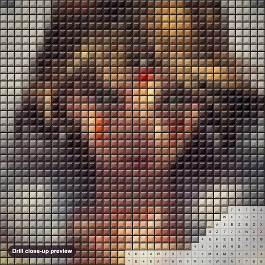 Close-up preview of the Eyes of Wolf diamond painting with square 5D drills and printed canvas symbols