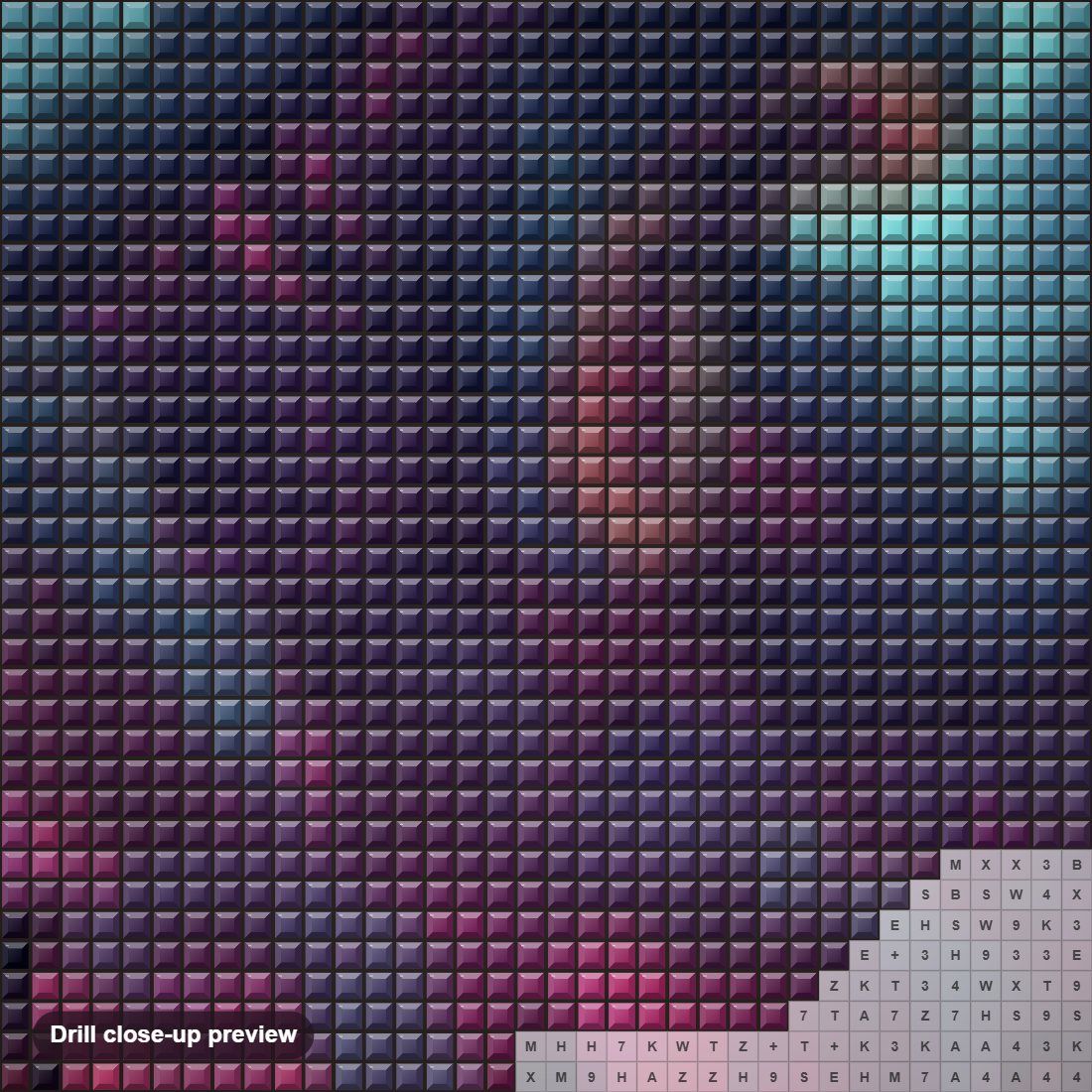 Close-up preview of the Face the Fear diamond painting with square 5D drills and printed canvas symbols