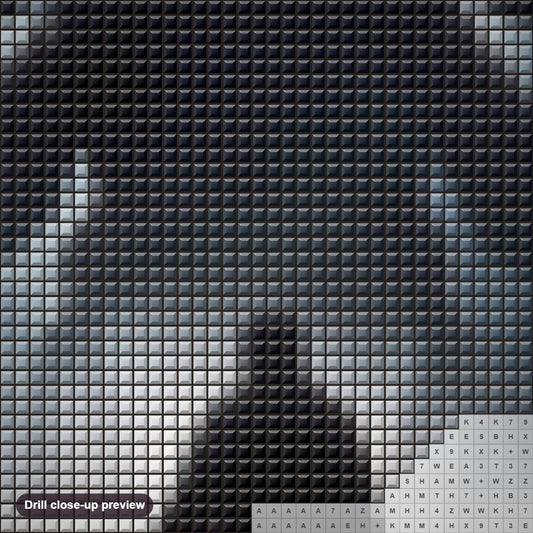 Close-up preview of the Face Your Fear diamond painting with square 5D drills and printed canvas symbols