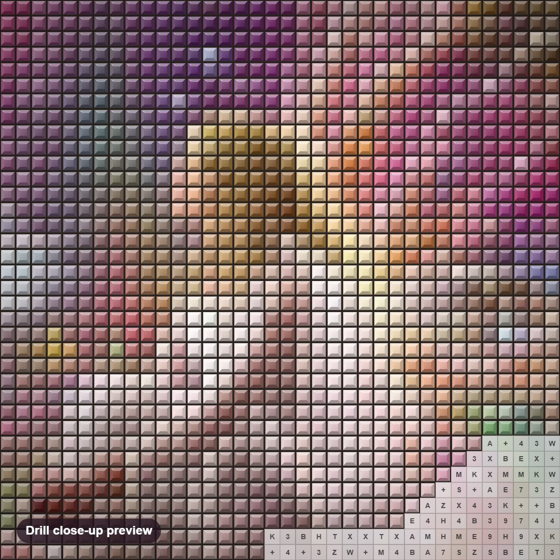 Close-up preview of the Fairies & Butterflies diamond painting with square 5D drills and printed canvas symbols