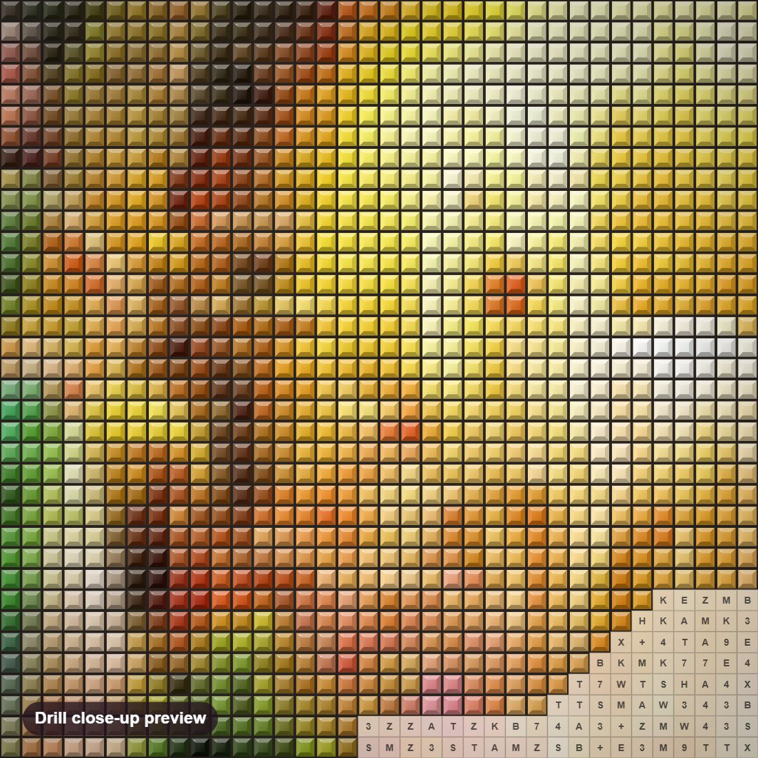 Close-up preview of the Fairy in the Fantasy Forest diamond painting with square 5D drills and printed canvas symbols