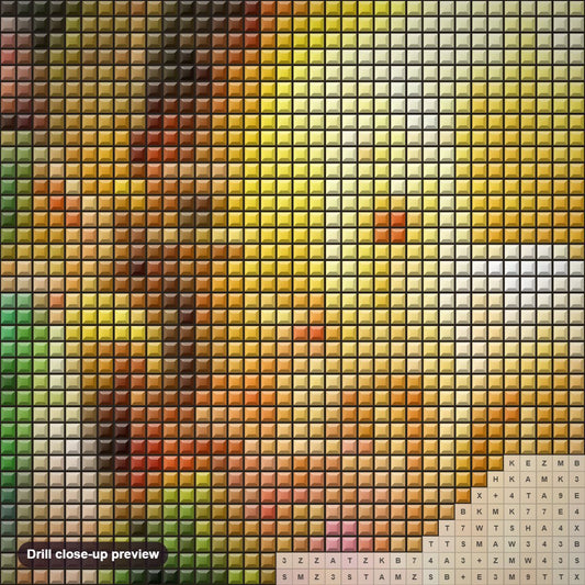 Close-up preview of the Fairy in the Fantasy Forest diamond painting with square 5D drills and printed canvas symbols