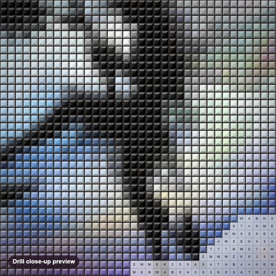 Close-up preview of the Fairy in the Forest diamond painting with square 5D drills and printed canvas symbols
