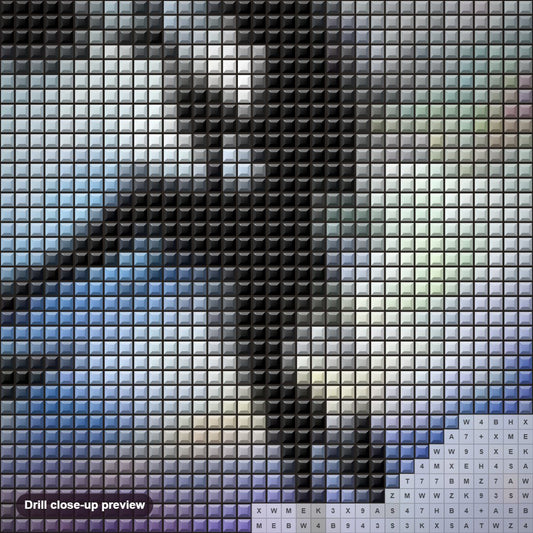 Close-up preview of the Fairy in the Forest diamond painting with square 5D drills and printed canvas symbols