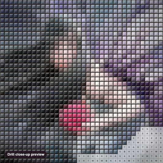 Close-up preview of the Fairy Picking up Roses diamond painting with square 5D drills and printed canvas symbols