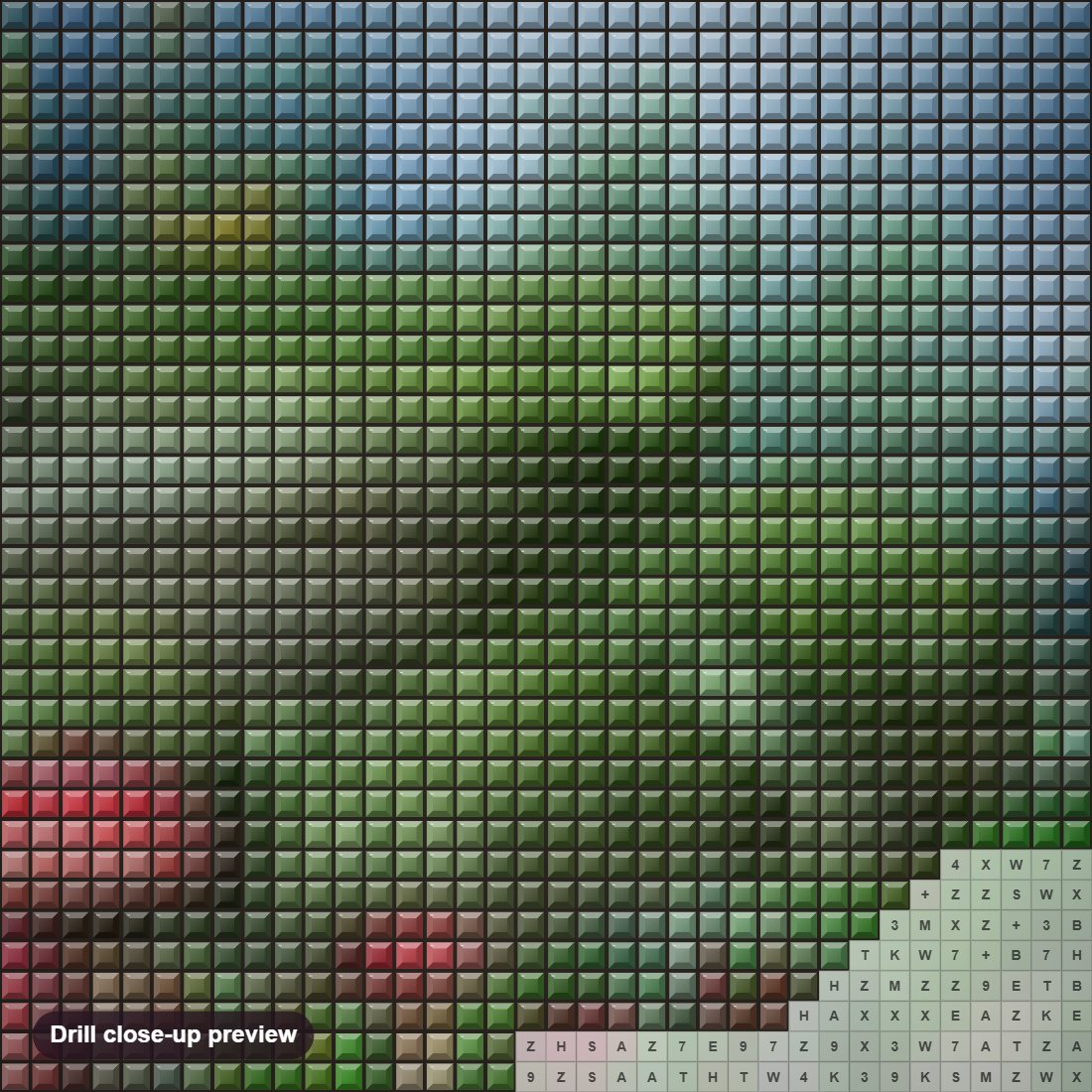 Close-up preview of the Fairy Tale Forest diamond painting with square 5D drills and printed canvas symbols