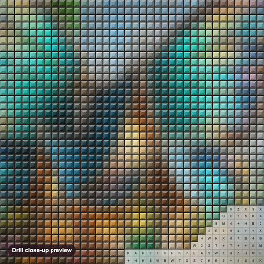 Close-up preview of the Fairy's Butterfly Cottage diamond painting with square 5D drills and printed canvas symbols