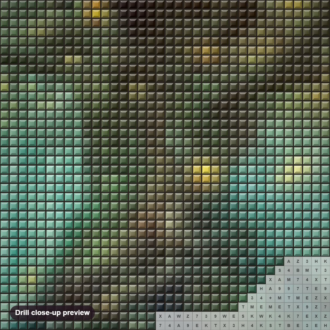 Close-up preview of the Fantasy Tree of Light diamond painting with square 5D drills and printed canvas symbols