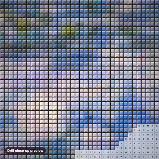 Close-up preview of the Feast of Leafs diamond painting with square 5D drills and printed canvas symbols