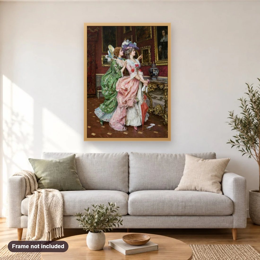 Federico Andreotti's Art Work diamond painting shown framed on a living room wall above a sofa