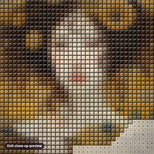 Close-up preview of the Feel The Beauty diamond painting with square 5D drills and printed canvas symbols