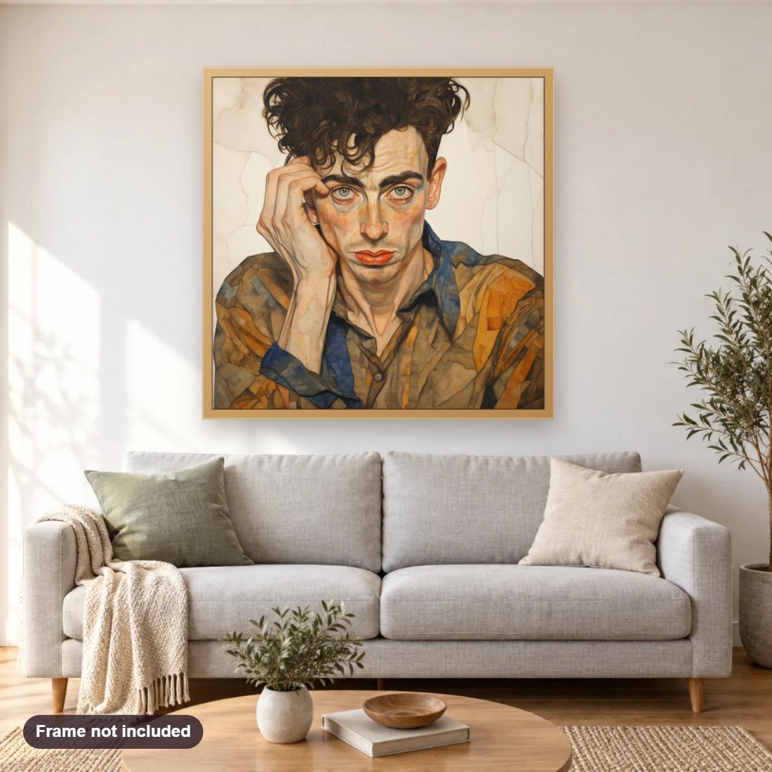 Find Yourself diamond painting shown framed on a living room wall above a sofa