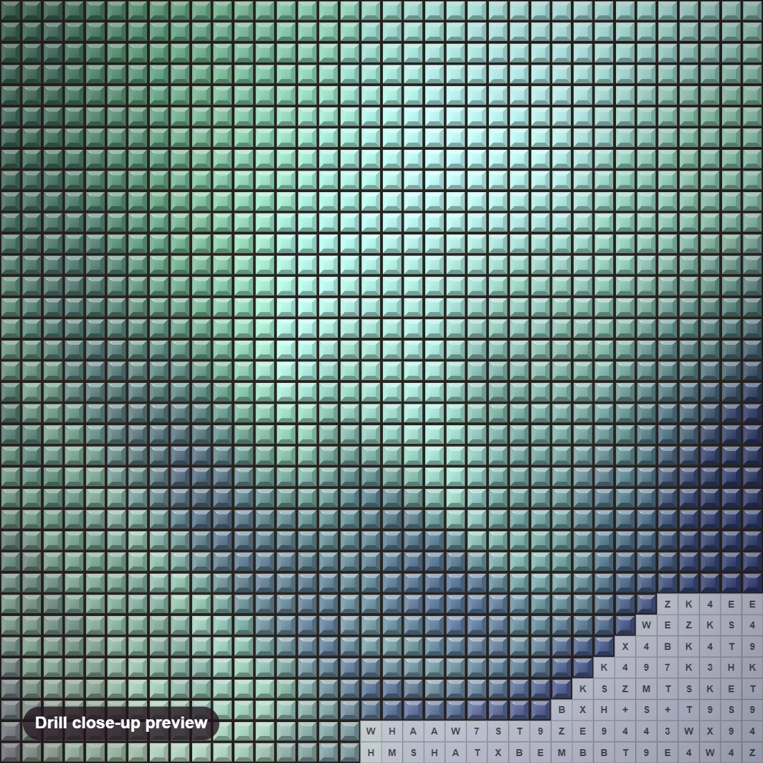 Close-up preview of the Finland Northern Lights diamond painting with square 5D drills and printed canvas symbols