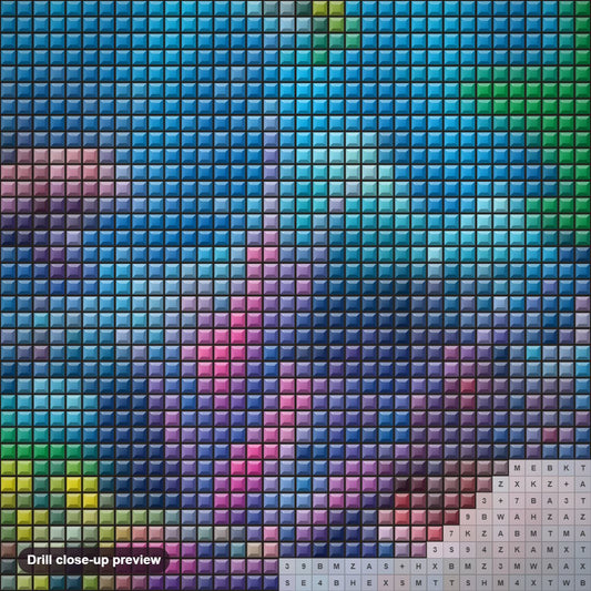 Close-up preview of the Fish Aquarium diamond painting with square 5D drills and printed canvas symbols
