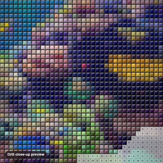 Close-up preview of the Fish & Coral Reef diamond painting with square 5D drills and printed canvas symbols