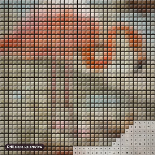 Close-up preview of the Flamingo & Star Fish diamond painting with square 5D drills and printed canvas symbols