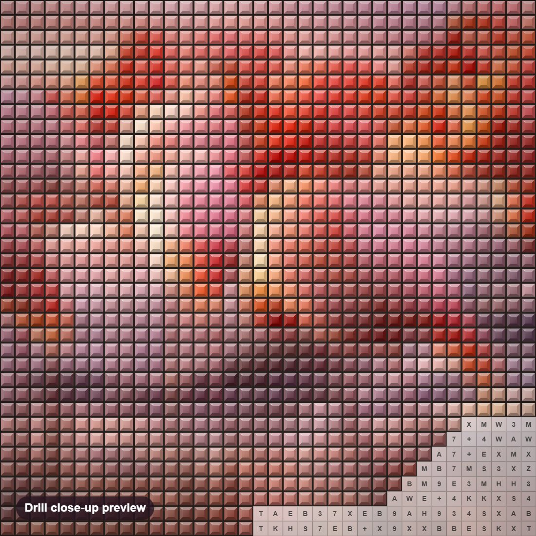 Close-up preview of the Flamingos Group diamond painting with square 5D drills and printed canvas symbols