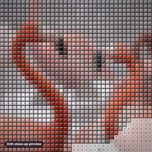 Close-up preview of the Flamingos in the Winter diamond painting with square 5D drills and printed canvas symbols