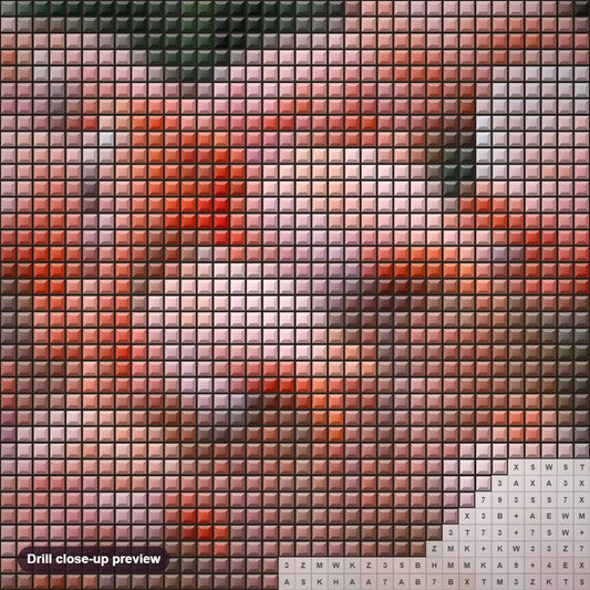 Close-up preview of the Flamingos Kingdom diamond painting with square 5D drills and printed canvas symbols