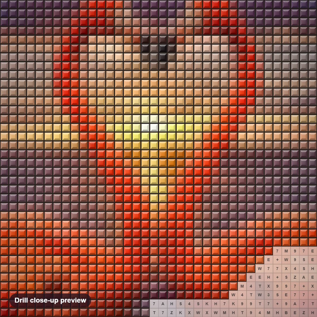 Close-up preview of the Flamingos Making Heart Shape diamond painting with square 5D drills and printed canvas symbols