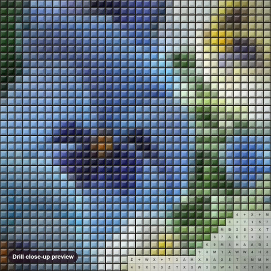 Close-up preview of the Floral diamond painting with square 5D drills and printed canvas symbols