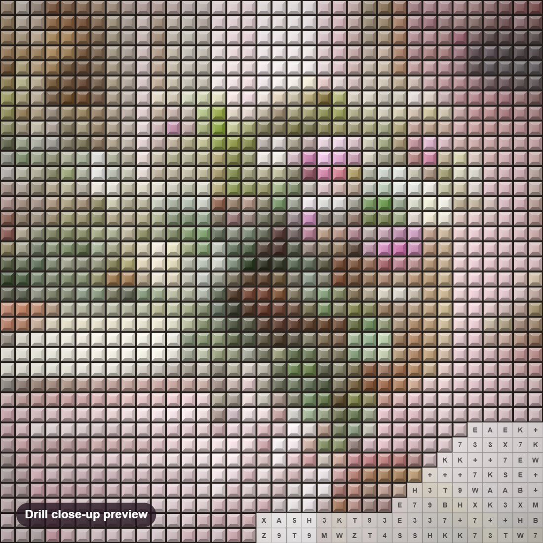 Close-up preview of the Flowers & Bicycle diamond painting with square 5D drills and printed canvas symbols