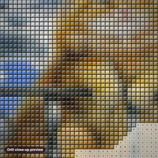 Close-up preview of the Fluffy Brown Cat diamond painting with square 5D drills and printed canvas symbols
