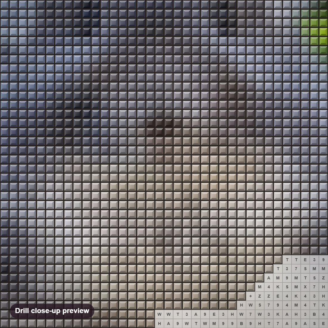 Close-up preview of the Fluffy Chinchilla diamond painting with square 5D drills and printed canvas symbols
