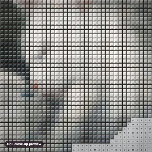 Close-up preview of the Fluffy White Cats diamond painting with square 5D drills and printed canvas symbols