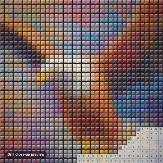 Close-up preview of the Fly Higher & Higher diamond painting with square 5D drills and printed canvas symbols