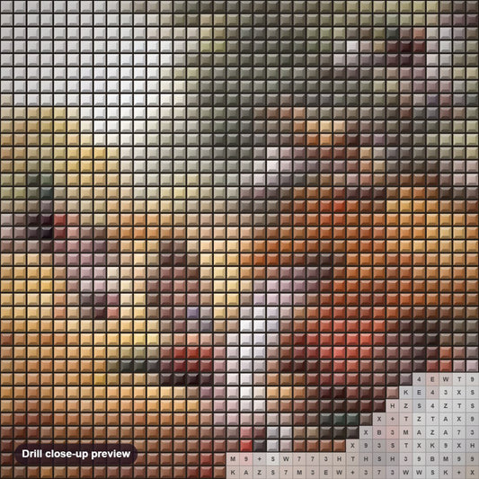Close-up preview of the Flying Ducks diamond painting with square 5D drills and printed canvas symbols