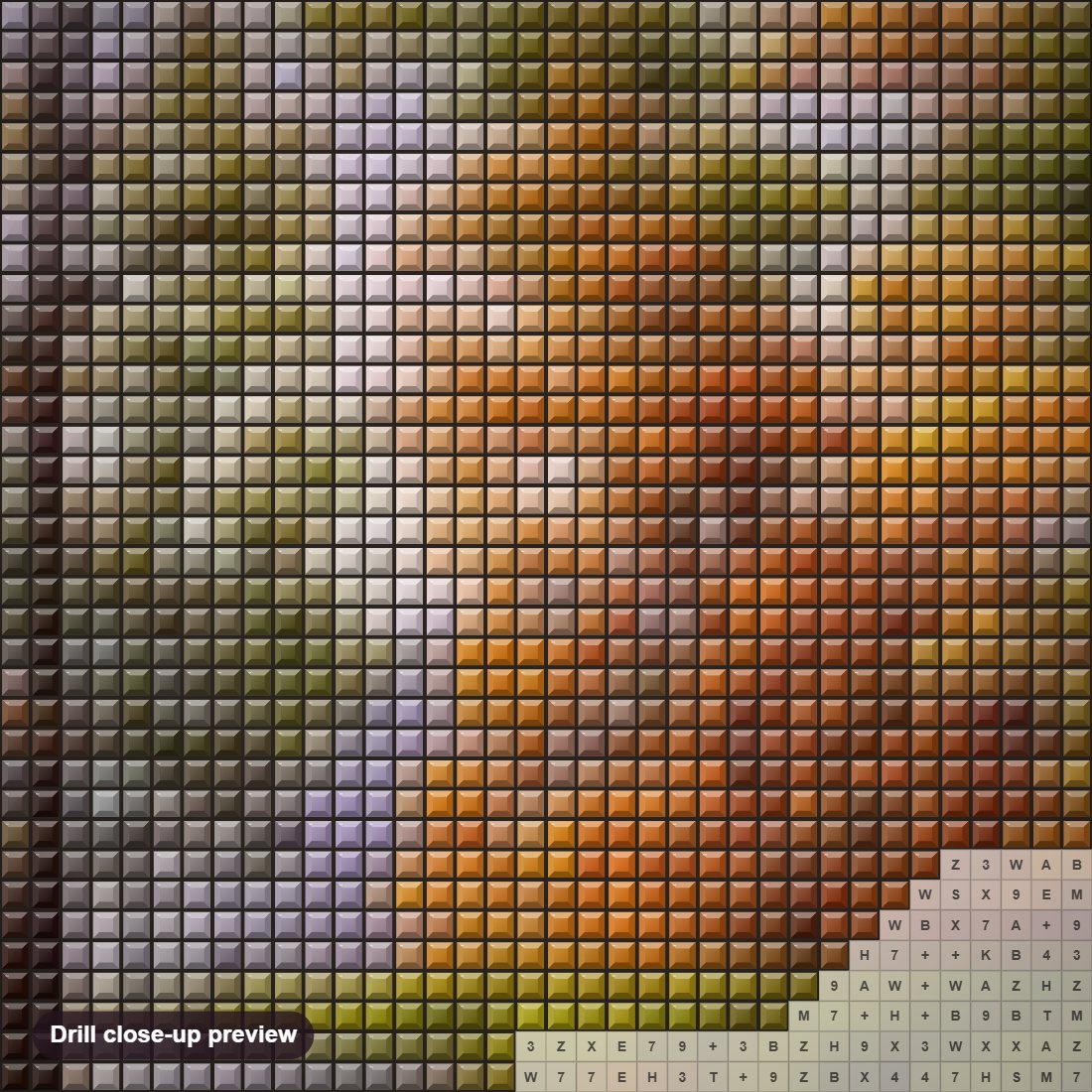 Close-up preview of the Forest by the Lake diamond painting with square 5D drills and printed canvas symbols