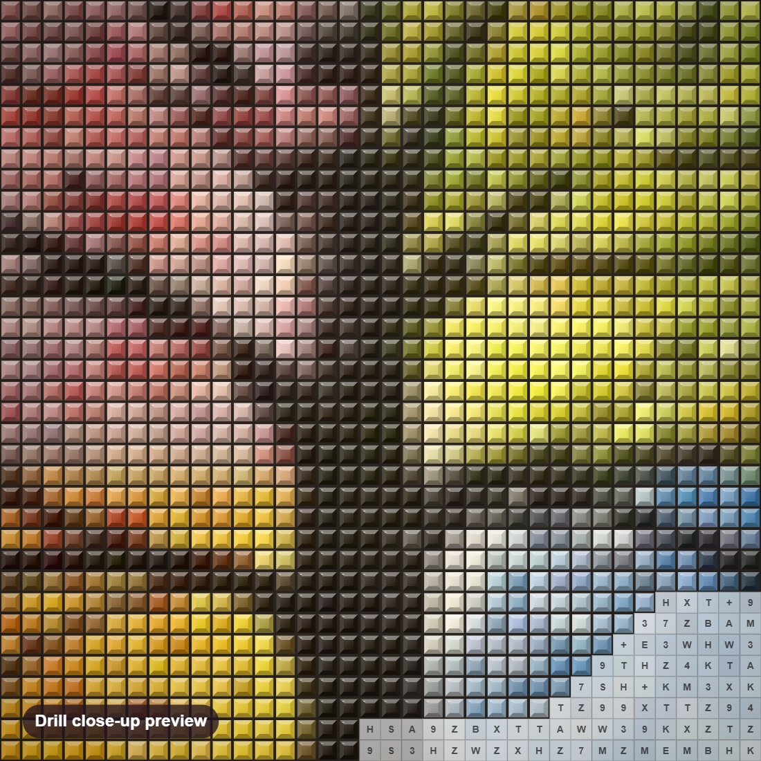 Close-up preview of the Four Seasons diamond painting with square 5D drills and printed canvas symbols