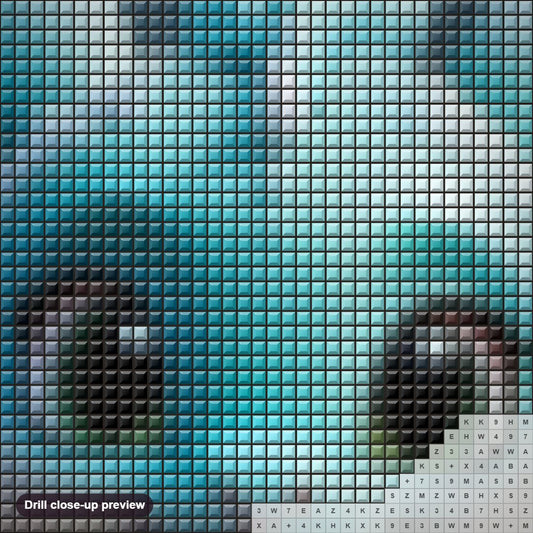Close-up preview of the Frozen Fantasy Charming Icy Blue Dragon diamond painting with square 5D drills and printed canvas symbols
