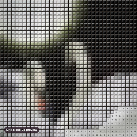 Close-up preview of the Full Moon & Swans Pair diamond painting with square 5D drills and printed canvas symbols