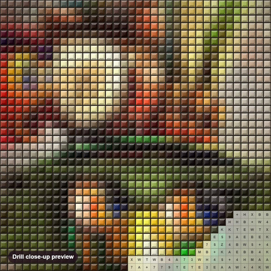 Close-up preview of the Funny Cartoon Birds diamond painting with square 5D drills and printed canvas symbols