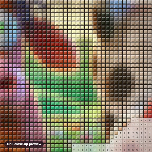 Close-up preview of the Funny Cows diamond painting with square 5D drills and printed canvas symbols